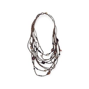 Chico's Beaded Multi-Strand Long Layered Copper Necklace